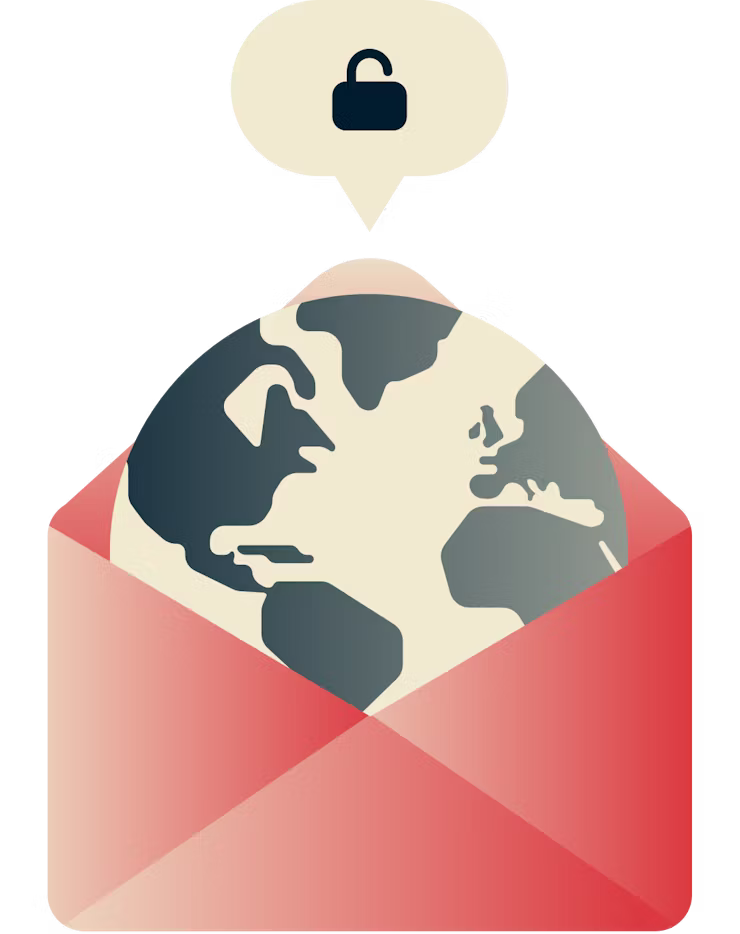 Разблокируйте Gmail в любом месте: Глобус с открытым замком.