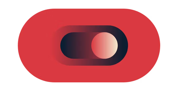 Bouton de basculement en rouge.